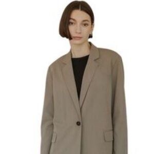 Everlane Pure Tencel Single Breast One Button Oversized Blazer Sz 10 In Beige